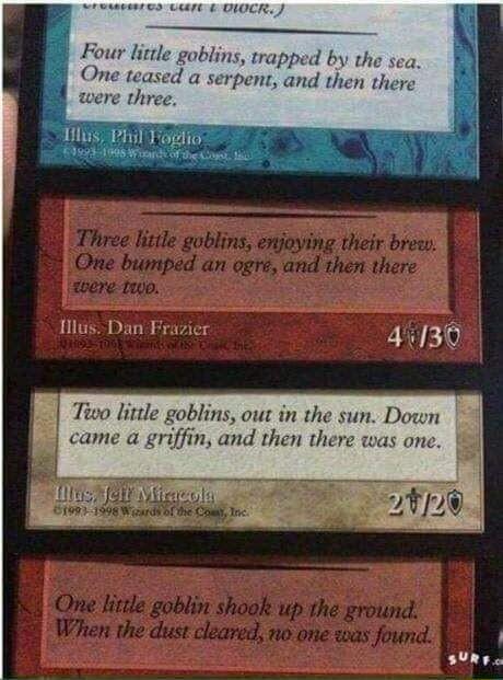 waare CIOCR e i s AN Four little gablins trapped by the sea One teased a serpent and then there 1lis Dan Frazier Tiwo little goblins out in the sun Down came a griffin and then there was one