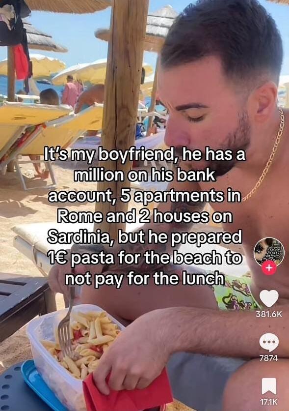 Itsmyiboyfr e EESEUINES EREUENS I Se andhouseson Sardinia but he prepared 1 pasta for thelbeachiton notipay for the Iune oe