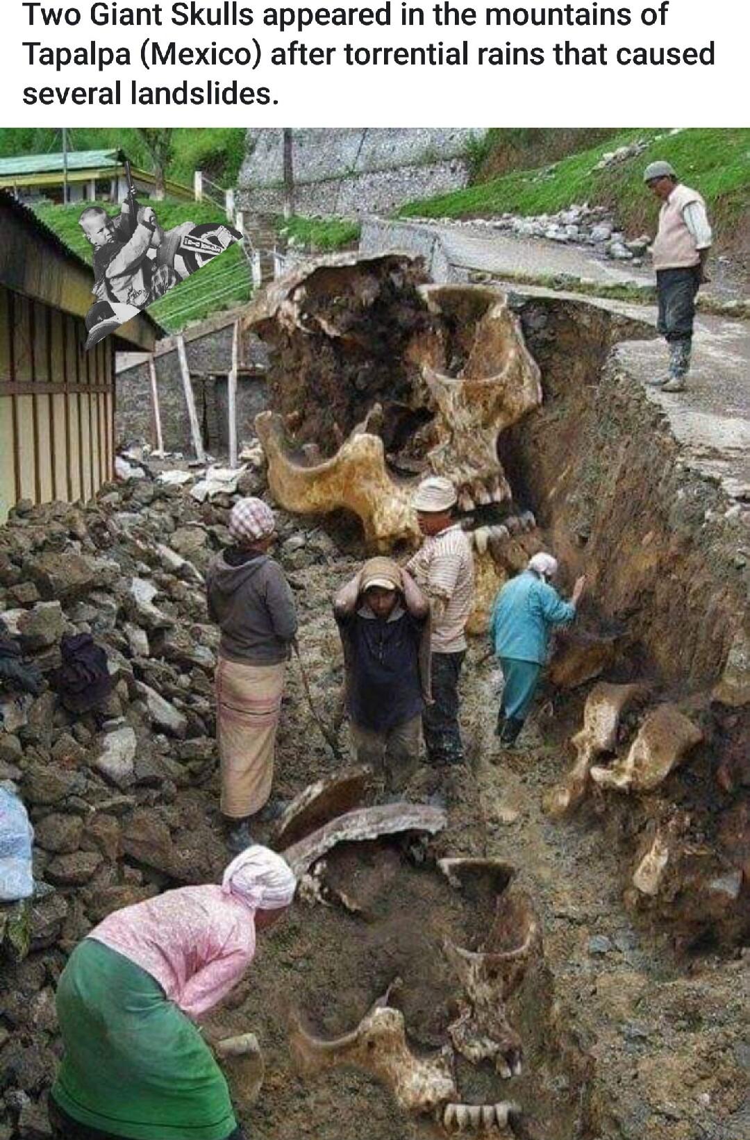 Two Giant Skulls appeared in the mountains of Tapalpa Mexico after torrential rains that caused several landslides