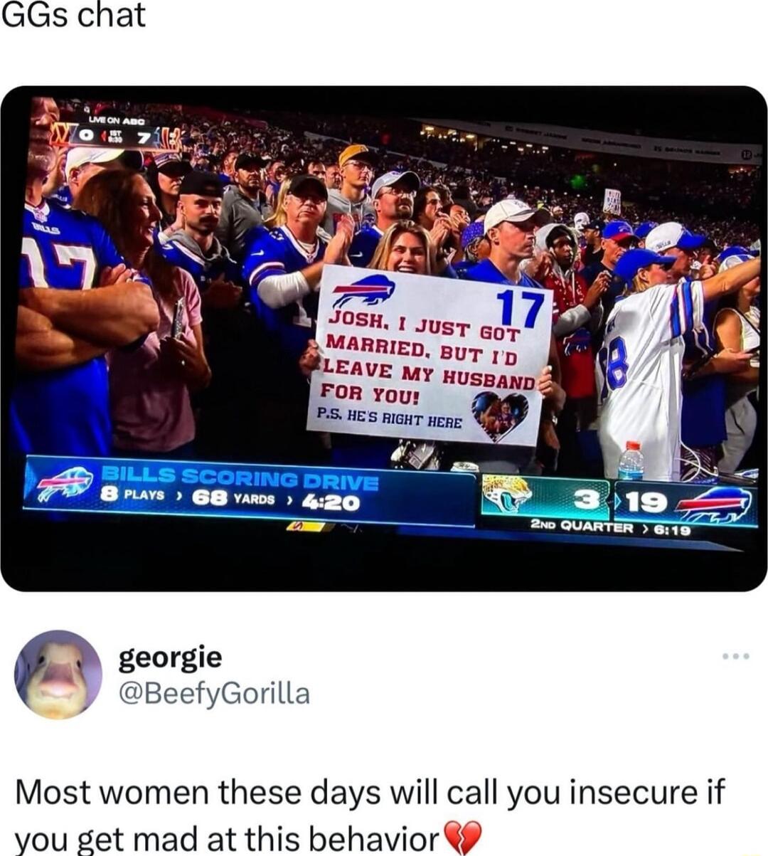 georgie Y BeefyGorilla Most women these days will call you insecure if you get mad at this behavior