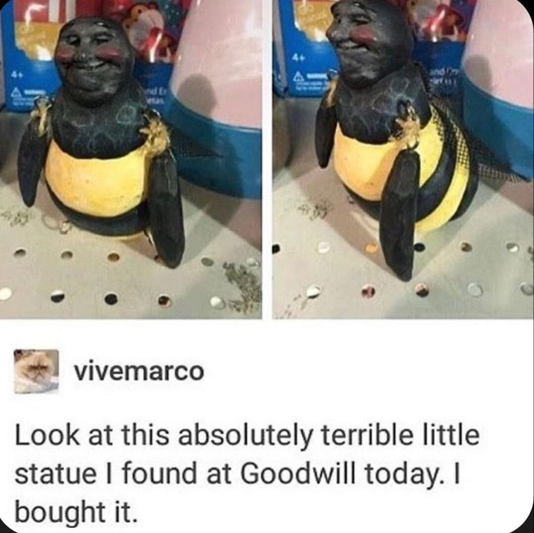 L vivemarco Look at this absolutely terrible little statue found at Goodwill today _bought it 4