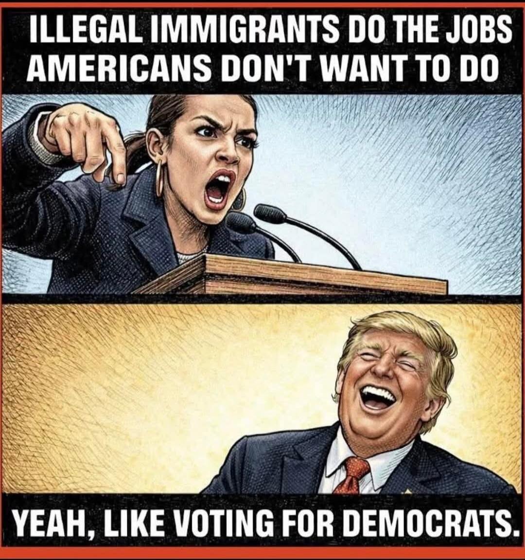 ILLEGAL IMMIGRANTS DO THE JOBS AMERICANS DON'T WANT TO DO. YEAH, LIKE VOTING FOR DEMOCRATS.