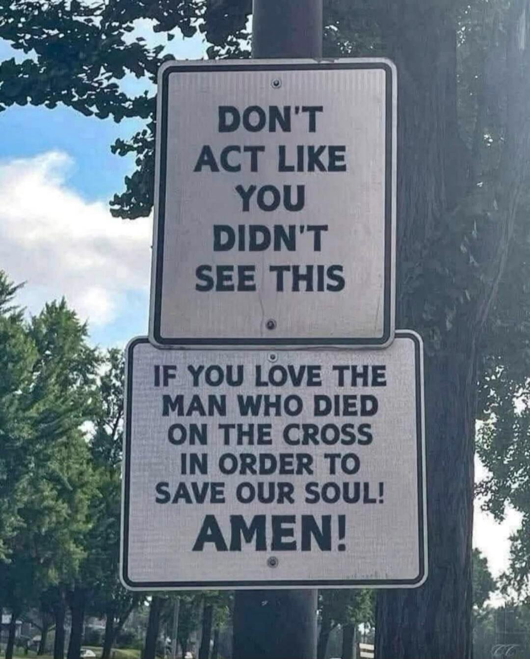 DON'T ACT LIKE YOU DIDN'T SEE THIS IF YOU LOVE THE MAN WHO DIED ON THE CROSS IN ORDER TO SAVE OUR SOUL! AMEN!