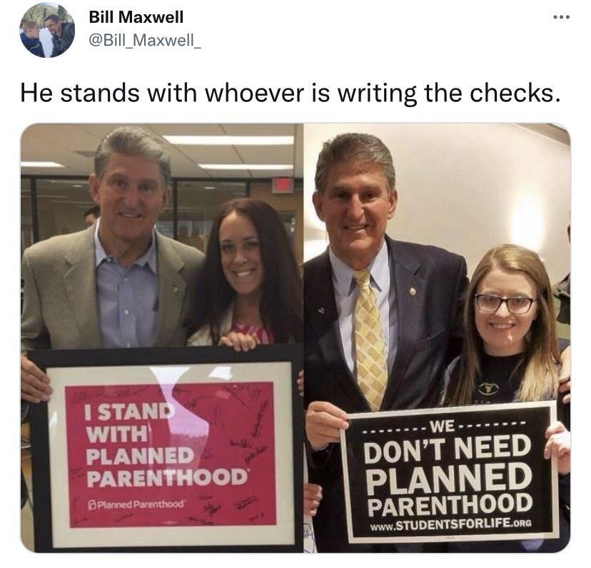 Bill Maxwell Bill_Maxwell_ He stands with whoever is writing the checks DONT NEED PLANNED PARENTHOOD wwSTUDENTSFORLIFEora 1037 AM May 12 2022 Twitter for Android