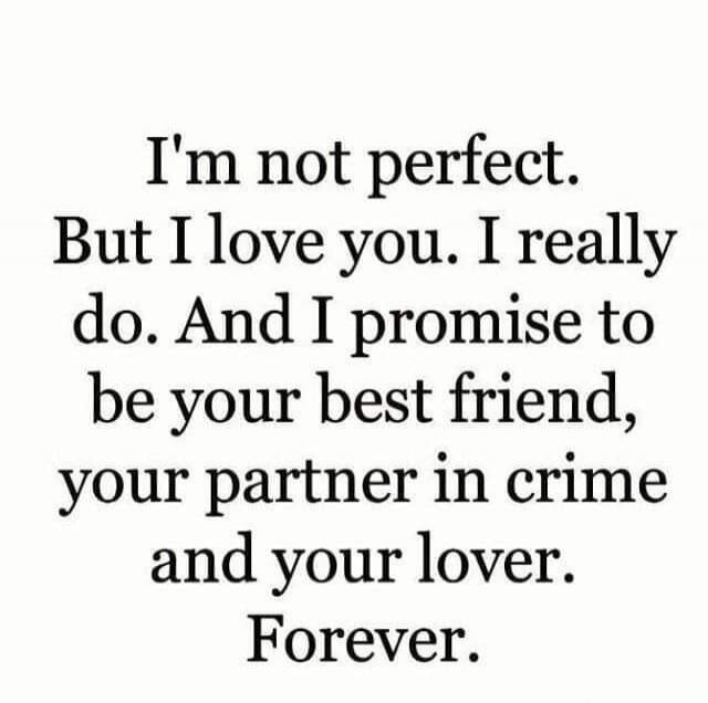 I'm not perfect. But I love you. I really do. And I promise to be your best friend, your partner in crime and your lover. Forever.