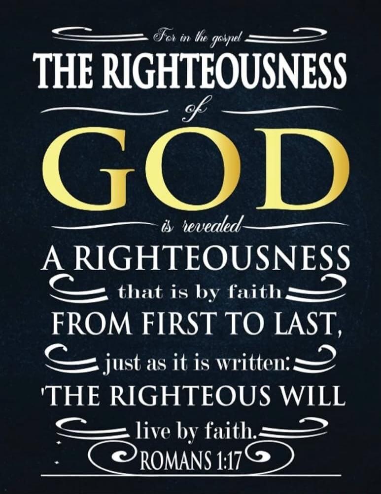 For in the gospel THE RIGHTEOUSNESS of GOD is revealed A RIGHTEOUSNESS that is by faith FROM FIRST TO LAST, just as it is written: 'THE RIGHTEOUS WILL live by faith.' ROMANS 1:17