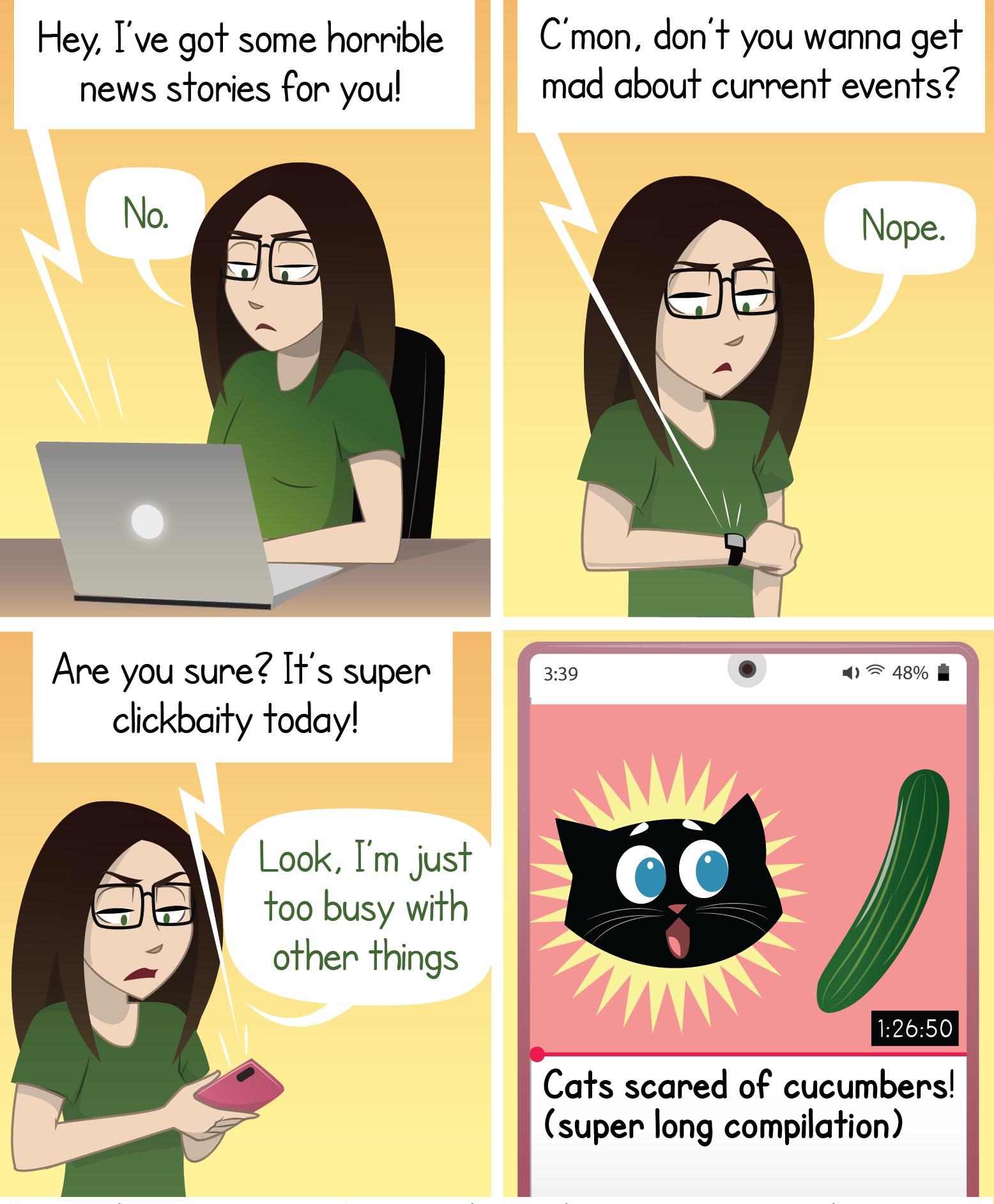 Hey Ive got some hornble Cmon dont you wanna get news stories fon youl mad about current events Noe Are you sure Its supen s clickbaty today Look Im just foo busy with othen things 2650 Cats scared of cucumbers super long compilation pizzacakecomic pafreoncomlpizzacakecomic pizzacckecomiccom