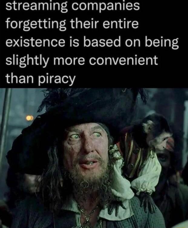streaming companies forgetting their entire existence is based on being slightly more convenient than piracy