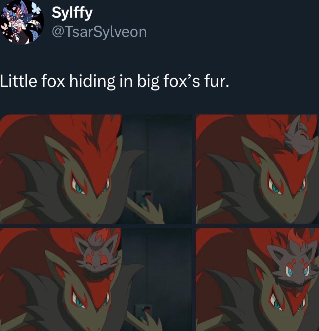 s o TsarSylveon Little fox hiding in big foxs fur 2o N