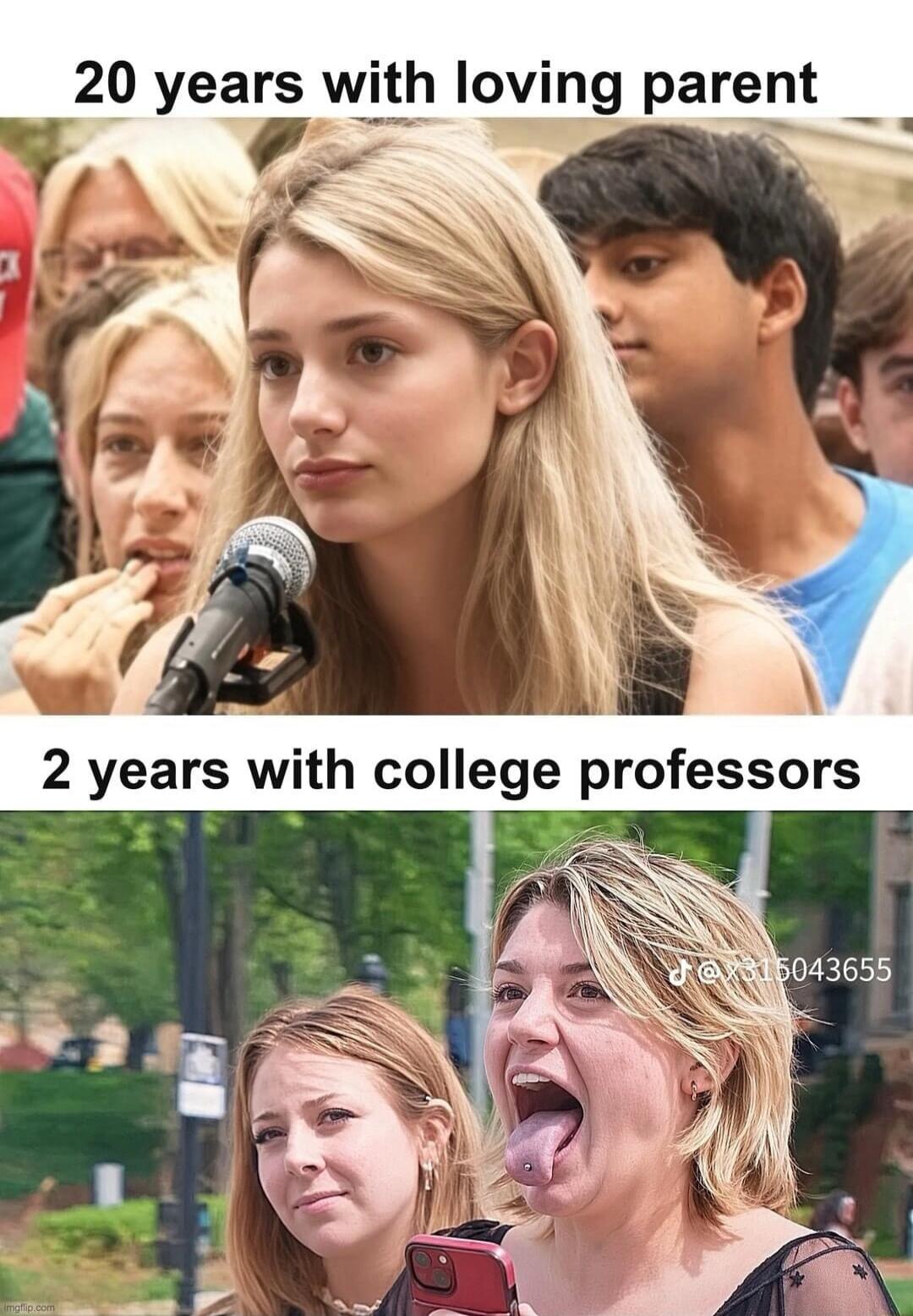20 years with loving parent, 2 years with college professors
