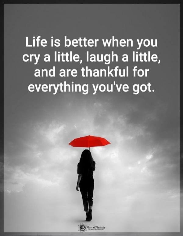 Life is better when you cry a little, laugh a little, and are thankful for everything you've got.