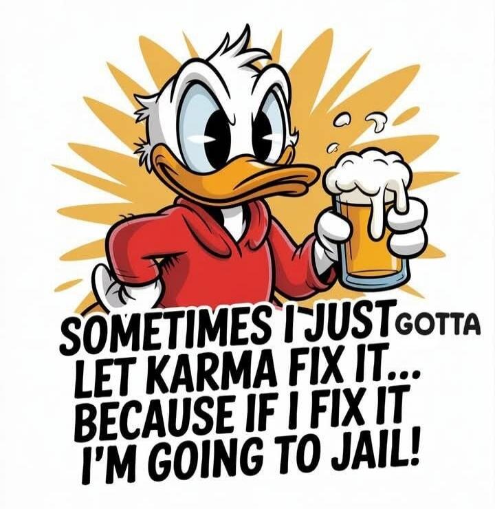 SOMETIMES I JUST GOTTA LET KARMA FIX IT... BECAUSE IF I FIX IT I'M GOING TO JAIL!