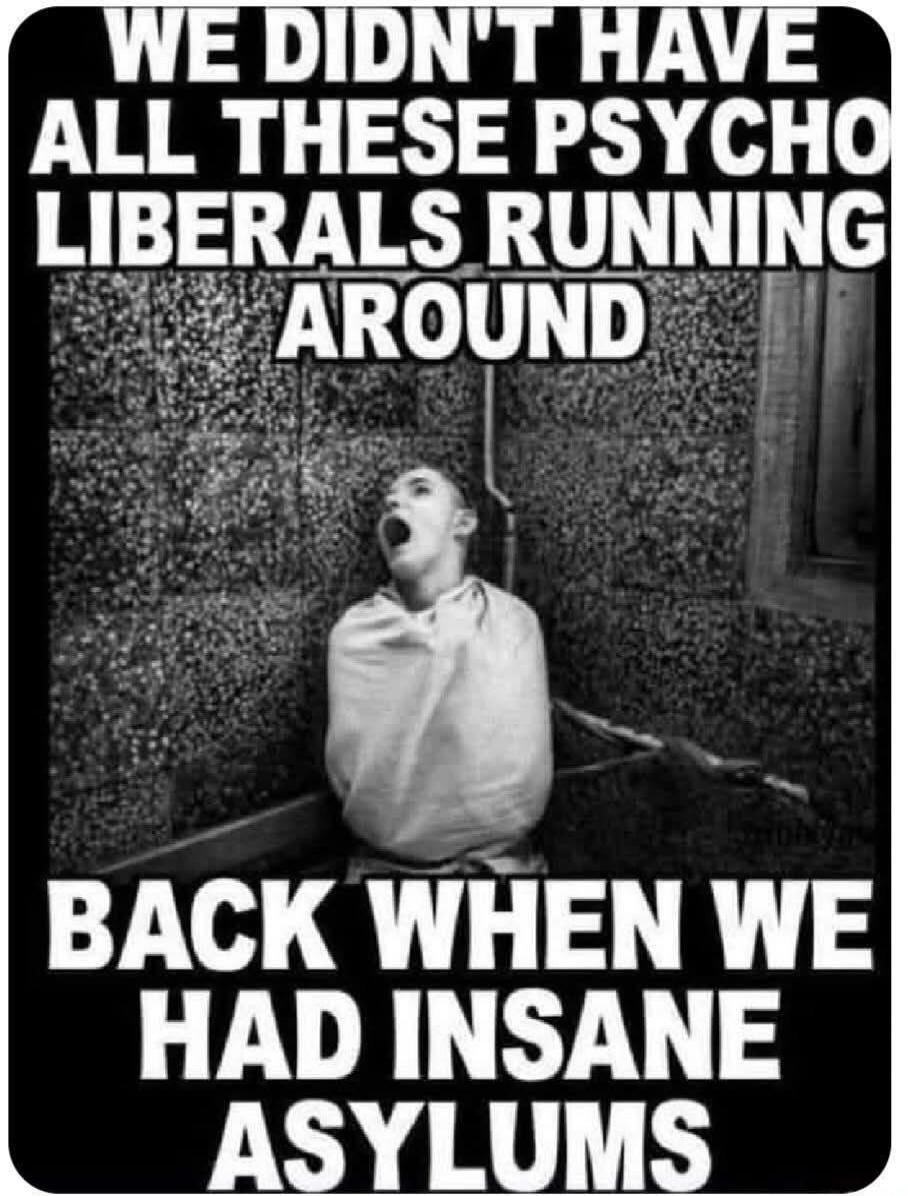 WE DIDN'T HAVE ALL THESE PSYCHO LIBERALS RUNNING AROUND BACK WHEN WE HAD INSANE ASYLUMS
