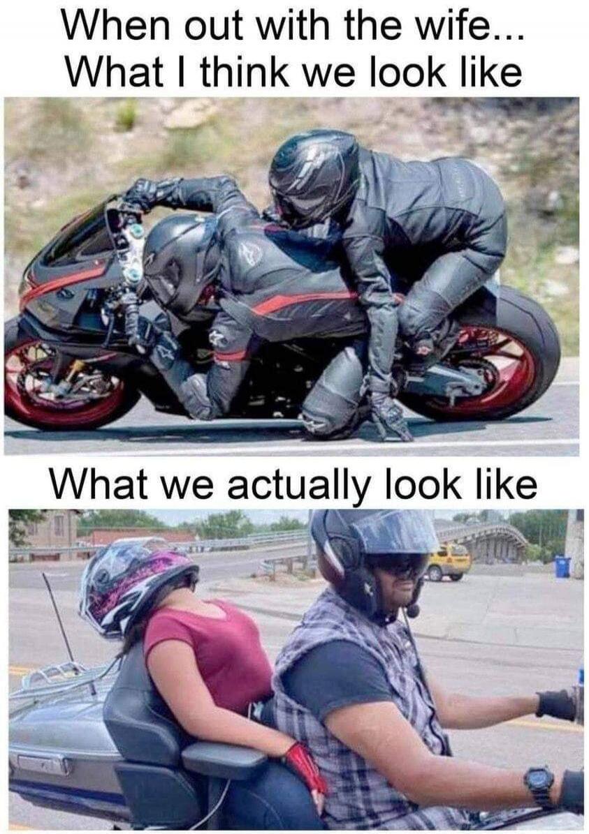 When out with the wife... What I think we look like. What we actually look like.