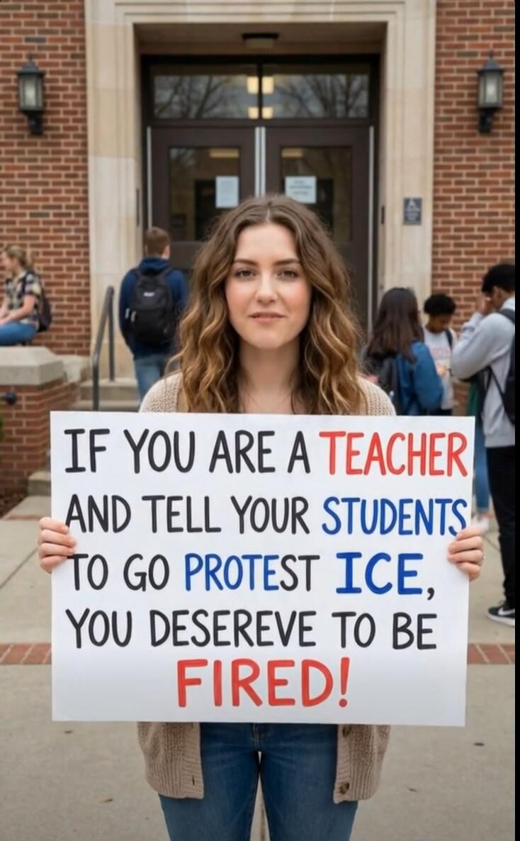 IF YOU ARE A TEACHER AND TELL YOUR STUDENTS TO GO PROTEST ICE, YOU DESERVE TO BE FIRED!