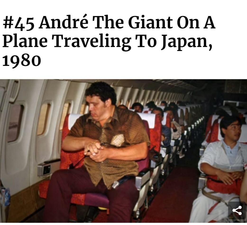 45 Andr The Giant On A Plane Traveling To Japan 1980