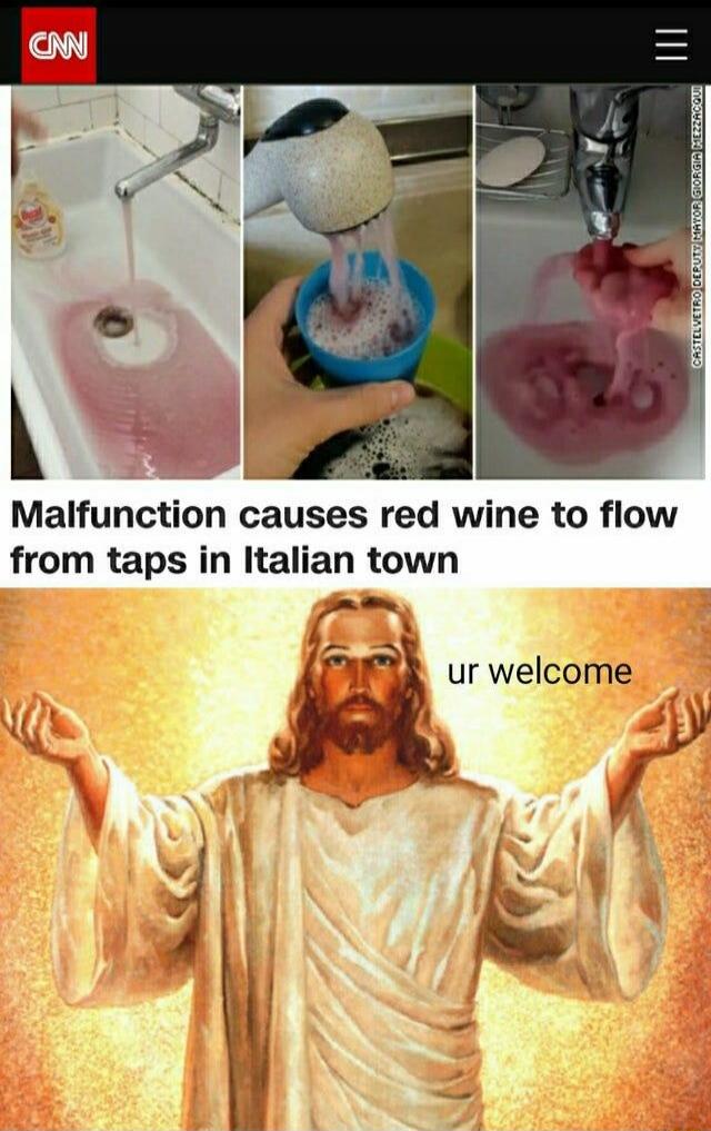 CNN Malfunction causes red wine to flow from taps in Italian town ur welcome