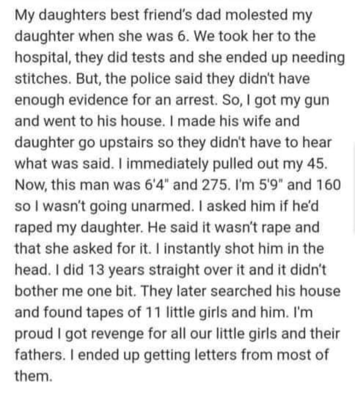 Why did you go to prison Christian Barrett MBA from University of Washington 2000 1 Fox MA f Criminal Updated Criminal Justice John Jay Ju Upvated by Criminal Justice Univ oenix 2007 My daughters best friends dad molested my daughter when she was 6 We took her to the hospital they did tests and she ended up needing stitches But the police said they didnt have enough evidence for an arrest So got m