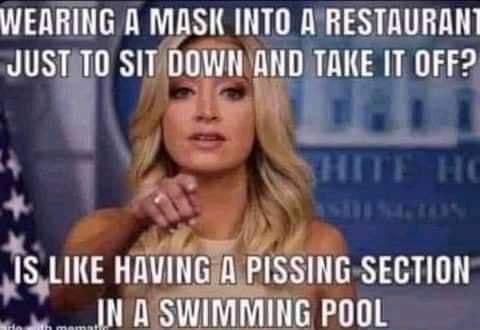 WEARING A MASK INTO ARESTAURAN JUSTD SITADOWNRND TAKE IT OFF2 kpi ISLIIE HAVI Nil ISSINE SECTION INASWIMMING POOL