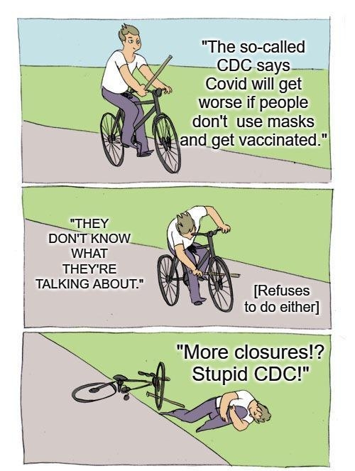 The so called CDC says L3 Covid will get e worse if people M dont use masks 1 E and get vaccinated 1 3 S THEY DONT KNOW___ WHAT N THEYRE AN TALKING ABOUT Refuses to do either More closures Stupid CDC