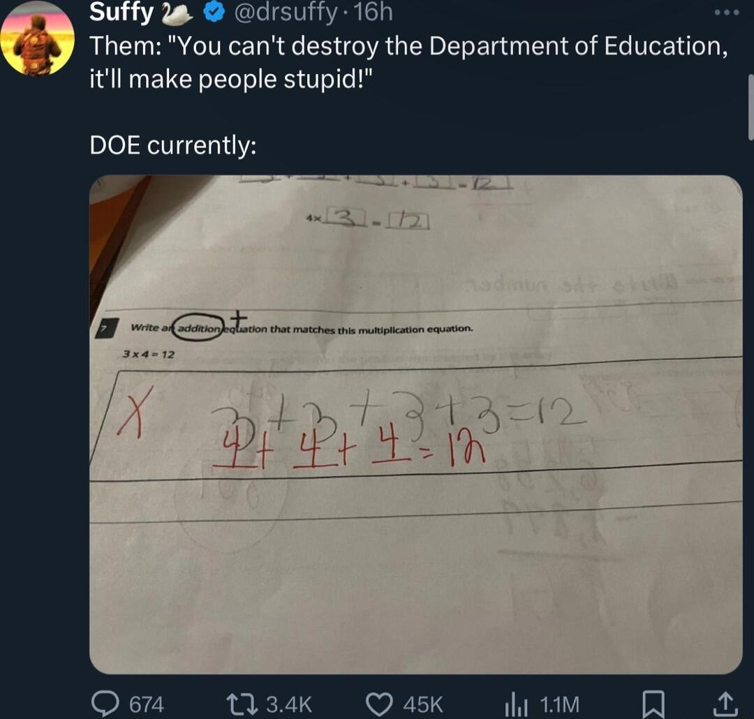 Them You cant destroy the Department of Education itll make people stupid DOE currently