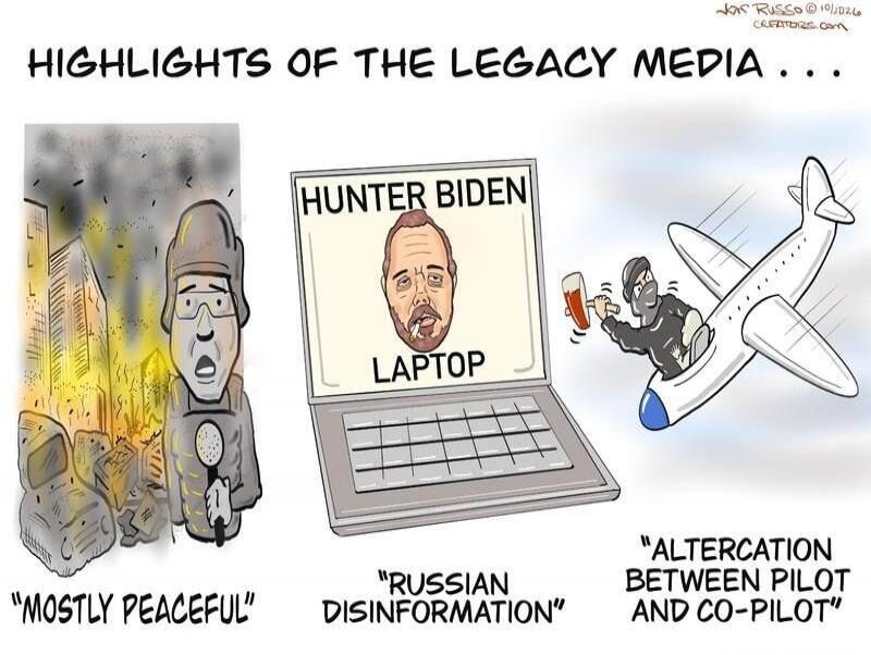 HIGHLIGHTS OF THE LEGACY MEDIA... MOSTLY PEACEFUL HUNTER BIDEN LAPTOP RUSSIAN DISINFORMATION ALTERCATION BETWEEN PILOT AND CO-PILOT