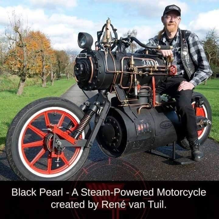 Black Pearl A Steam Powered Motorcycle created by Ren van Tuil