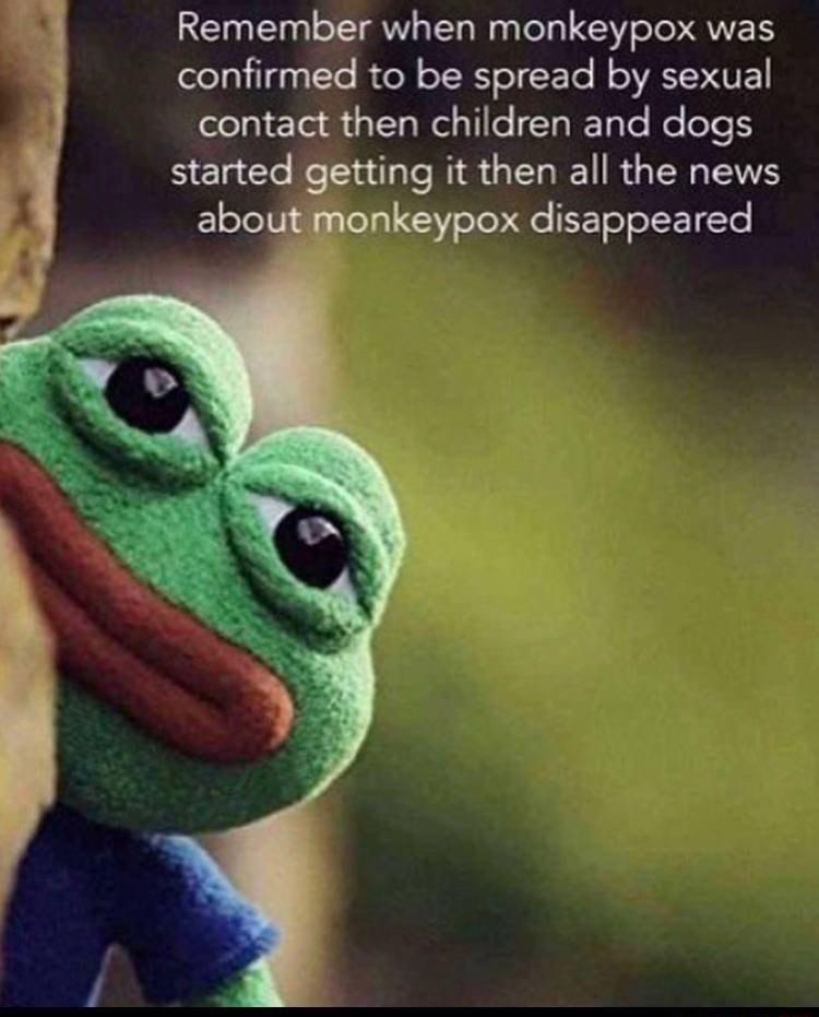 Remember when monkeypox was confirmed to be spread by sexual contact then children and dogs BELEL R TR PR GEREIRGEREIE about monkeypox disappeared v ant