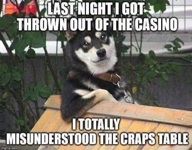 LAST NIGHT I GOT THROWN OUT OF THE CASINO I TOTALLY MISUNDERSTOOD THE CRAPS TABLE
