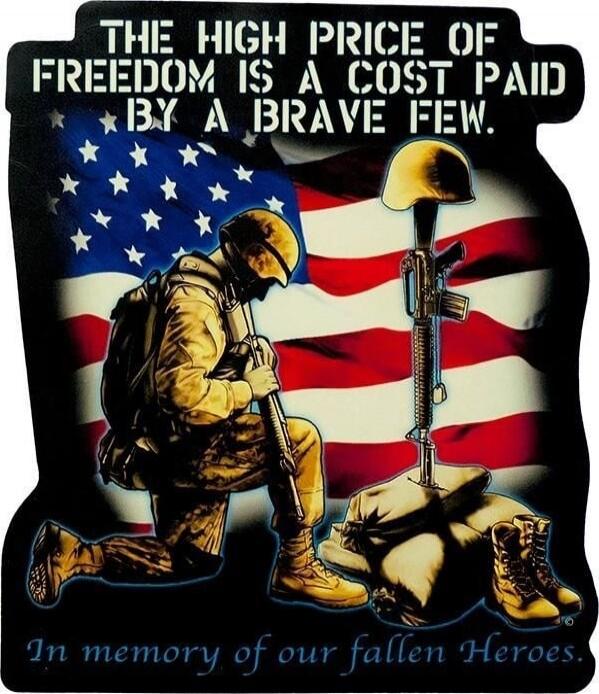 THE HIGH PRICE OF FREEDOM IS A COST PAID BY A BRAVE FEW. In memory of our fallen Heroes.
