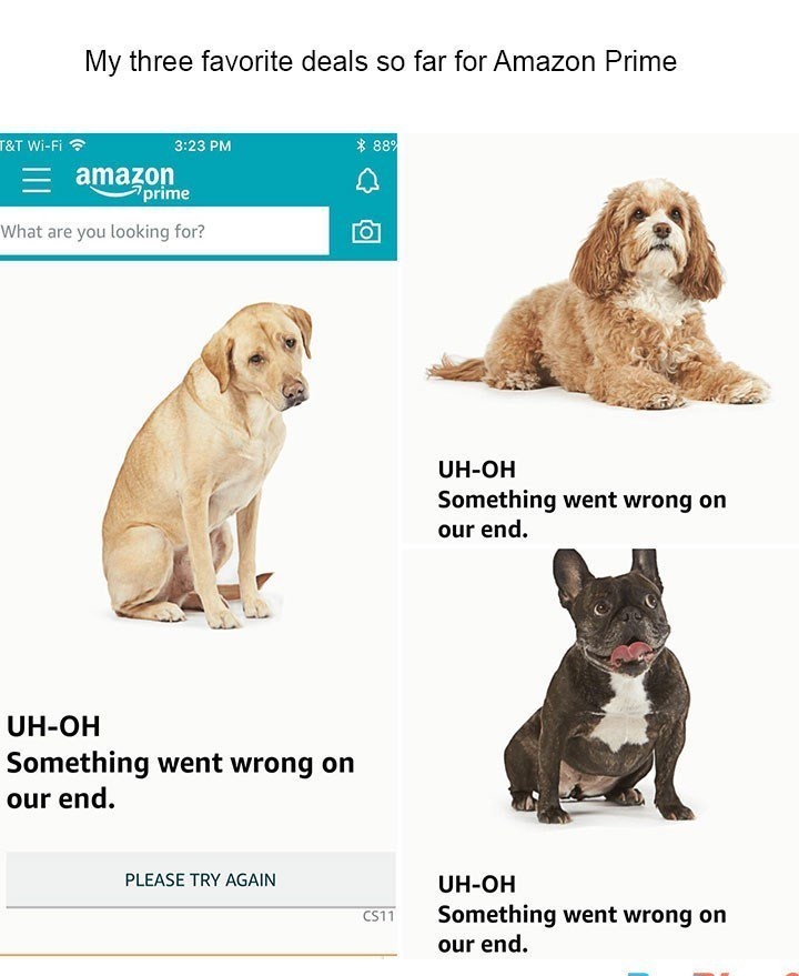 My three favorite deals so far for Amazon Prime B 323PM amazon Tprime UH OH Something went wrong on our end UH OH Something went wrong on our end PLEASE TRY AGAIN UH OH csii Something went wrong on our end