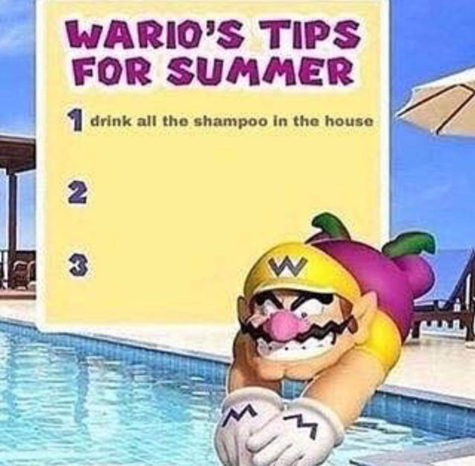 WARIOS TIPS FOR SUMMER g 1 drink all the shampoo in the house