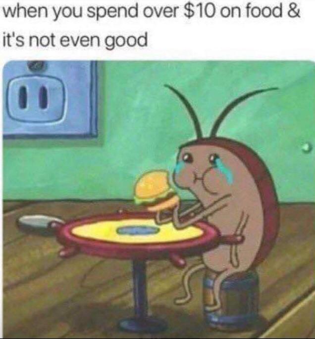 when you spend over 10 on food its not even good