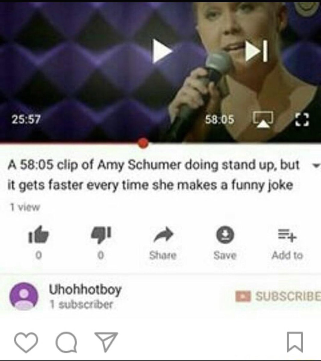 A 5805 clip of Amy Schumer doing stand up but it gets faster every time she makes a funny joke e 0 Uhohhotboy