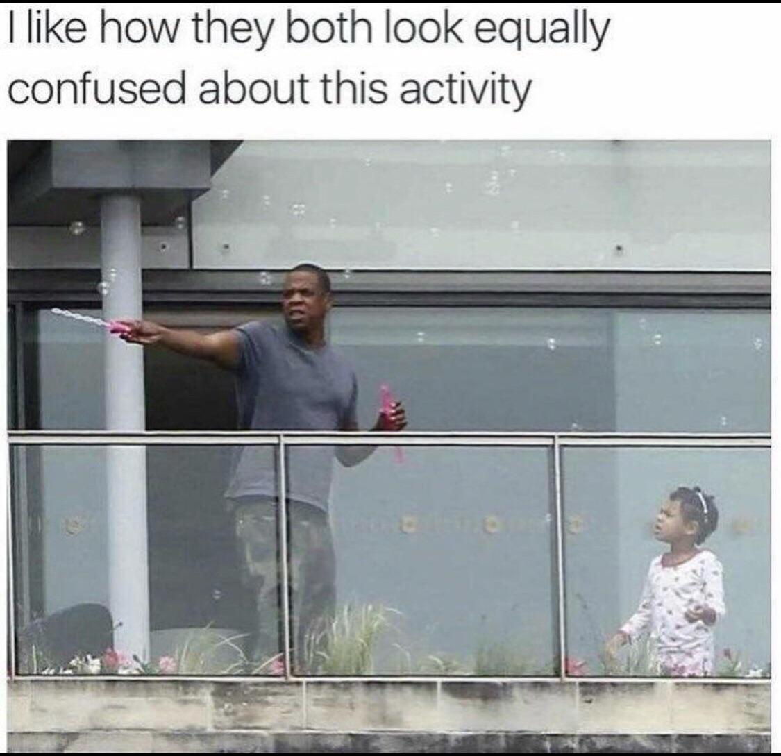 like how they both look equally confused about this activity