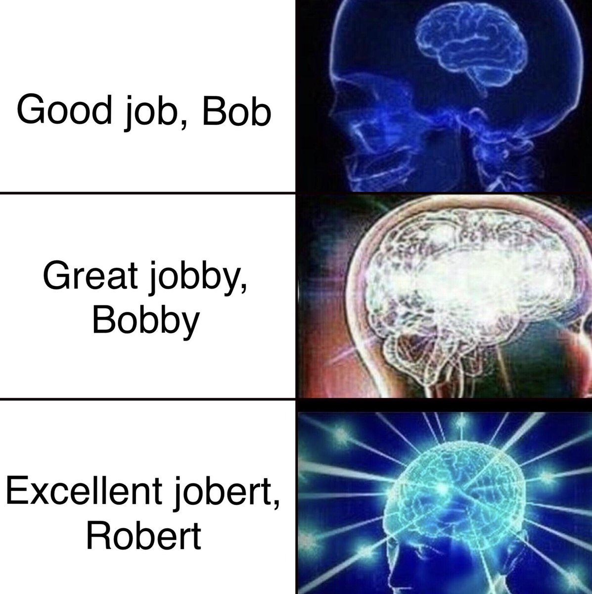 Good job Bob Great jobby Bobby Excellent jobert Robert