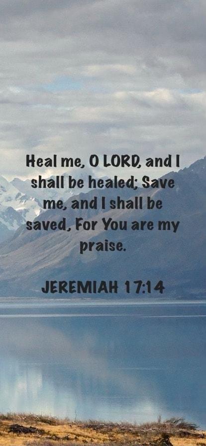 Heal me O LORD and shall be healed Save me and shall be saved For You are my praise JEREMIAH 1714