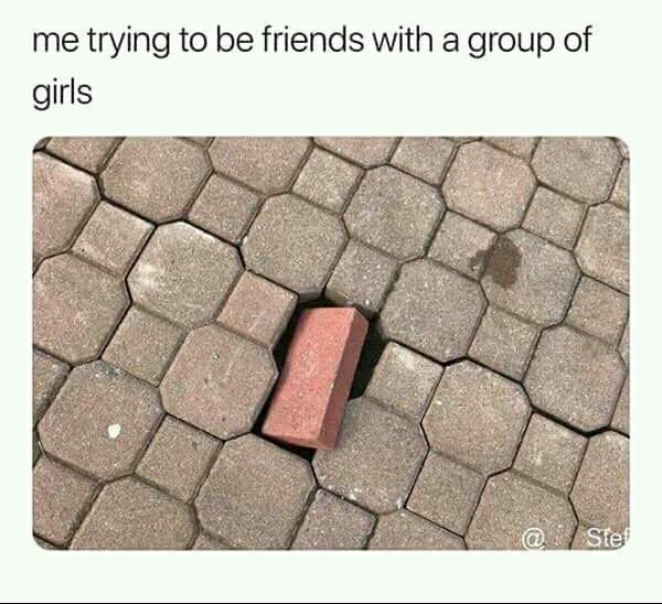 me trying to be friends with a group of girls