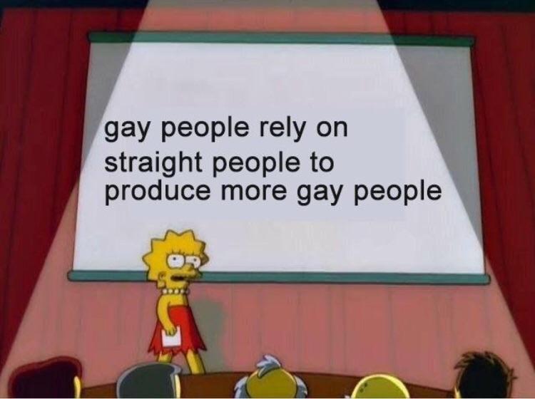 gay people rely on straight people to 1 produce more gay people