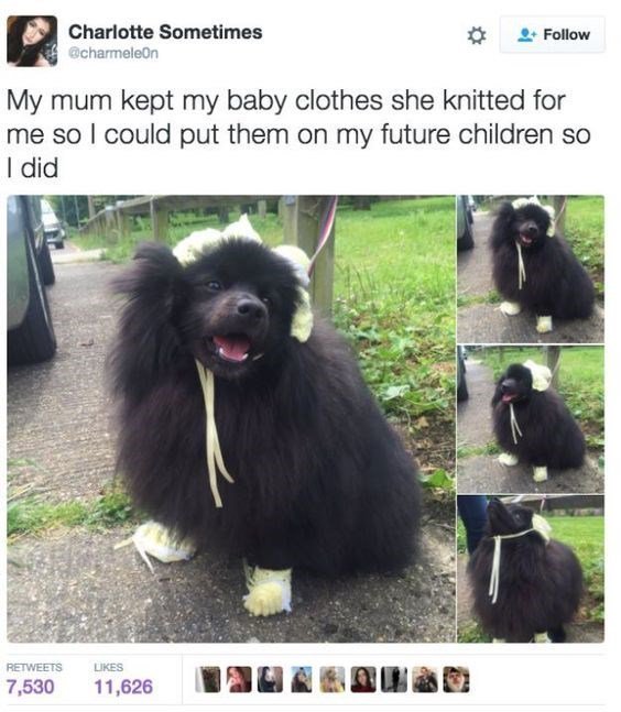 Charlotte Sometimes 2 Follow My mum kept my baby clothes she knitted for me so could put them on my future children so did 7500 11620 WAHEEDNAER
