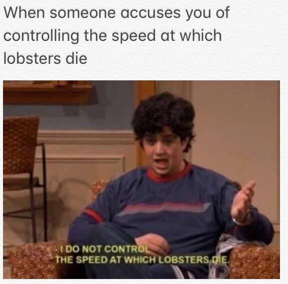 When someone accuses you of controlling the speed at which lobsters die