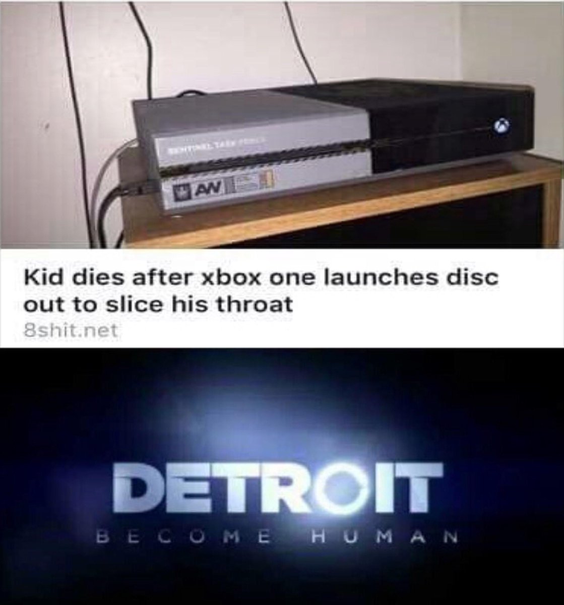 Kid dies after xbox one launches disc out to slice his throat