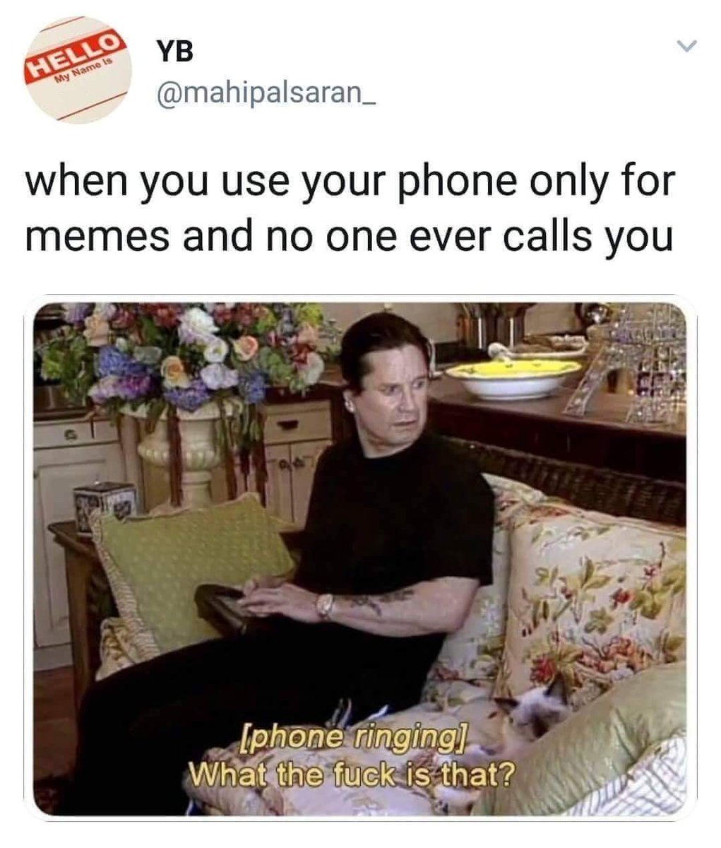 52 YB i mahipalsaran_ when you use your phone only for memes and no one ever calls you