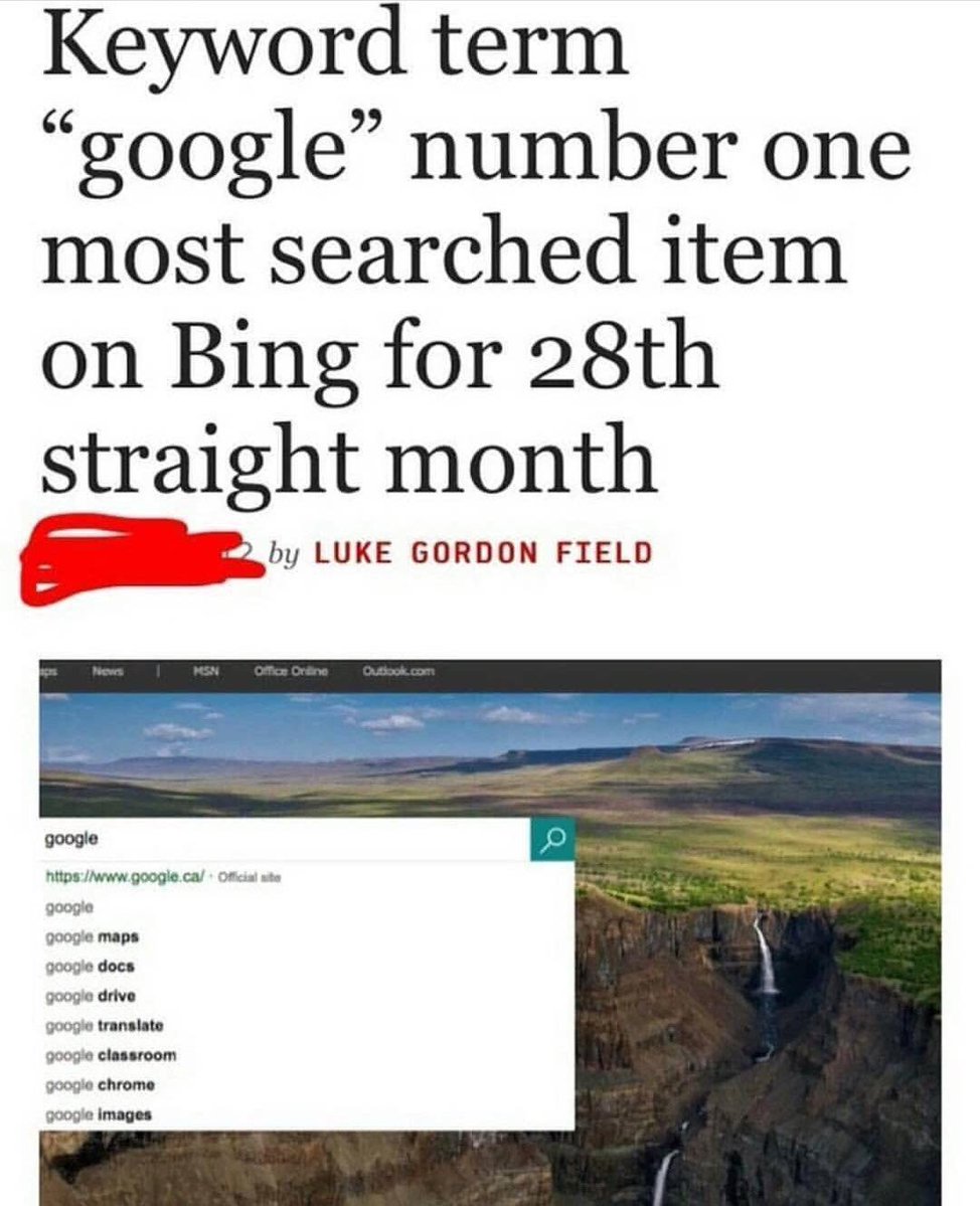 Keyword term google number one most searched item on Bing for 28th straight month by LUKE GORDON FIELD