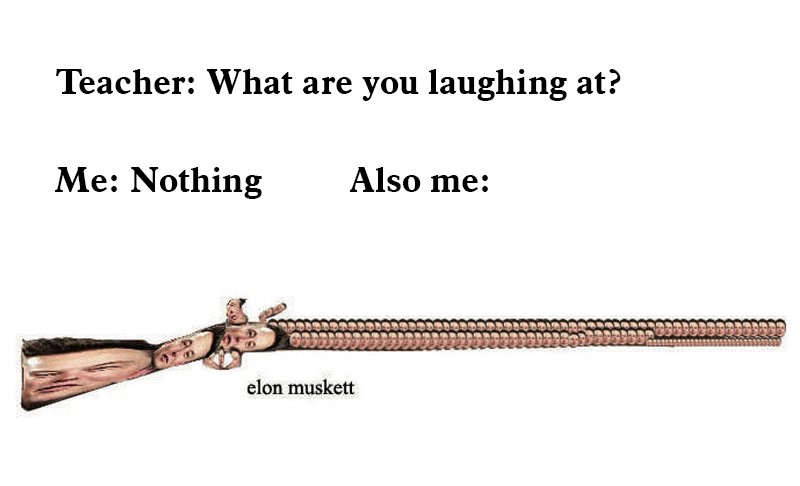 Teacher What are you laughing at Me Nothing Also me elon muskett