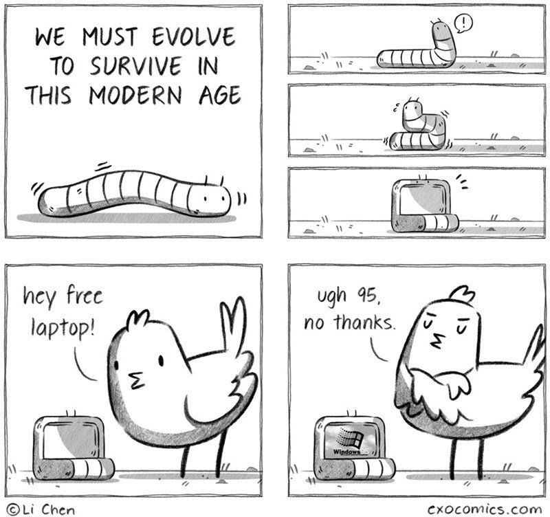 WE MUST EVOLVE T0 SURVIVE IN THIS MODERN AGE fad PG W e e z exocomicscom