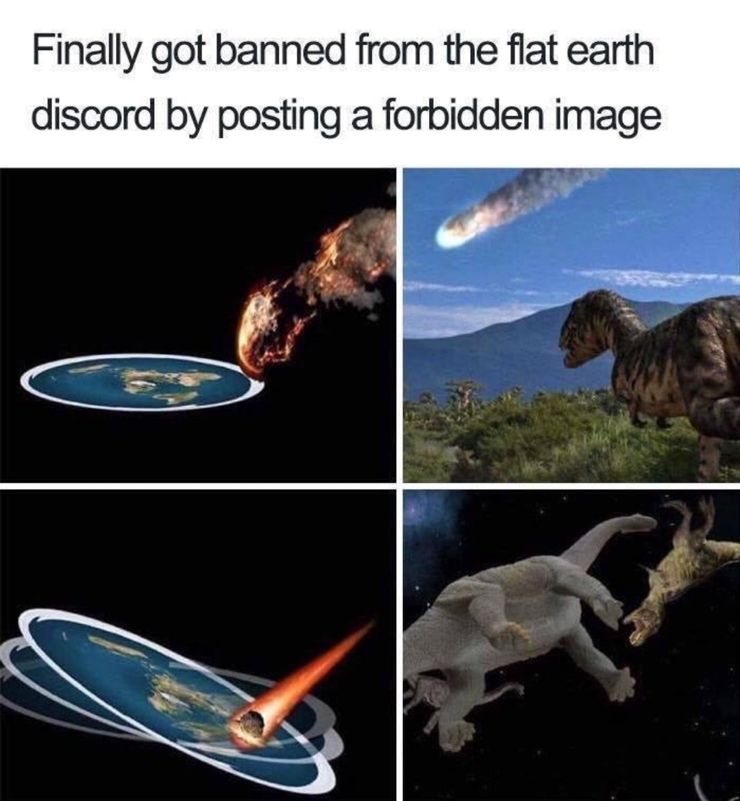 Finally got banned from the flat earth discord by posting a forbidden image