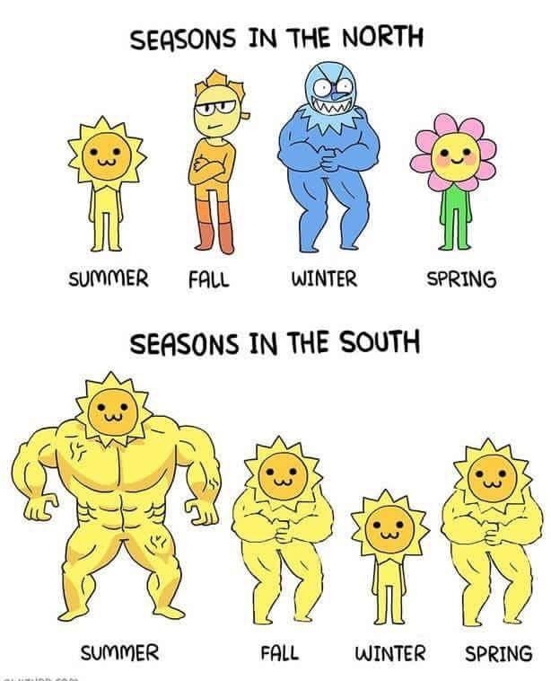 SEASONS IN THE NORTH NG SUMMER FALL WINTER SPRING SEASONS IN THE SOUTH SUMMER FALL WINTER SPRING