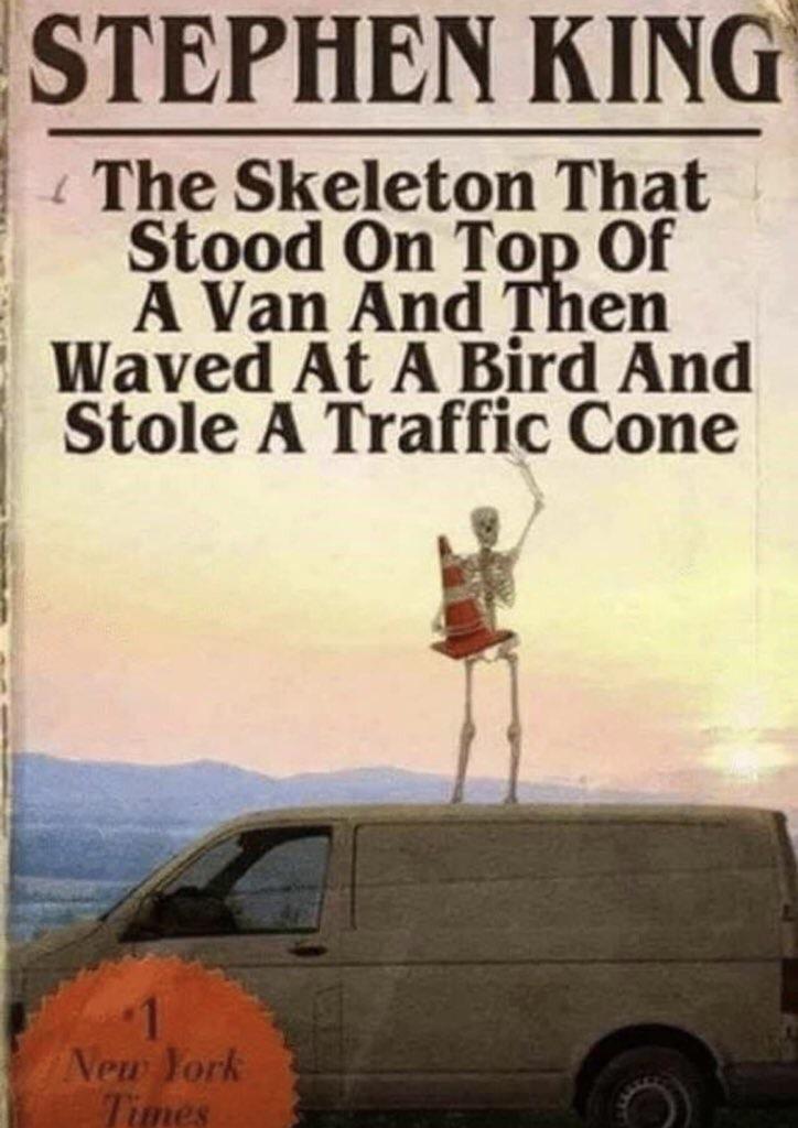 STEPHEN KING The Skeleton That Stood On Top Of Van And Then Waved At A Bird And l Stole A Traffic Cone