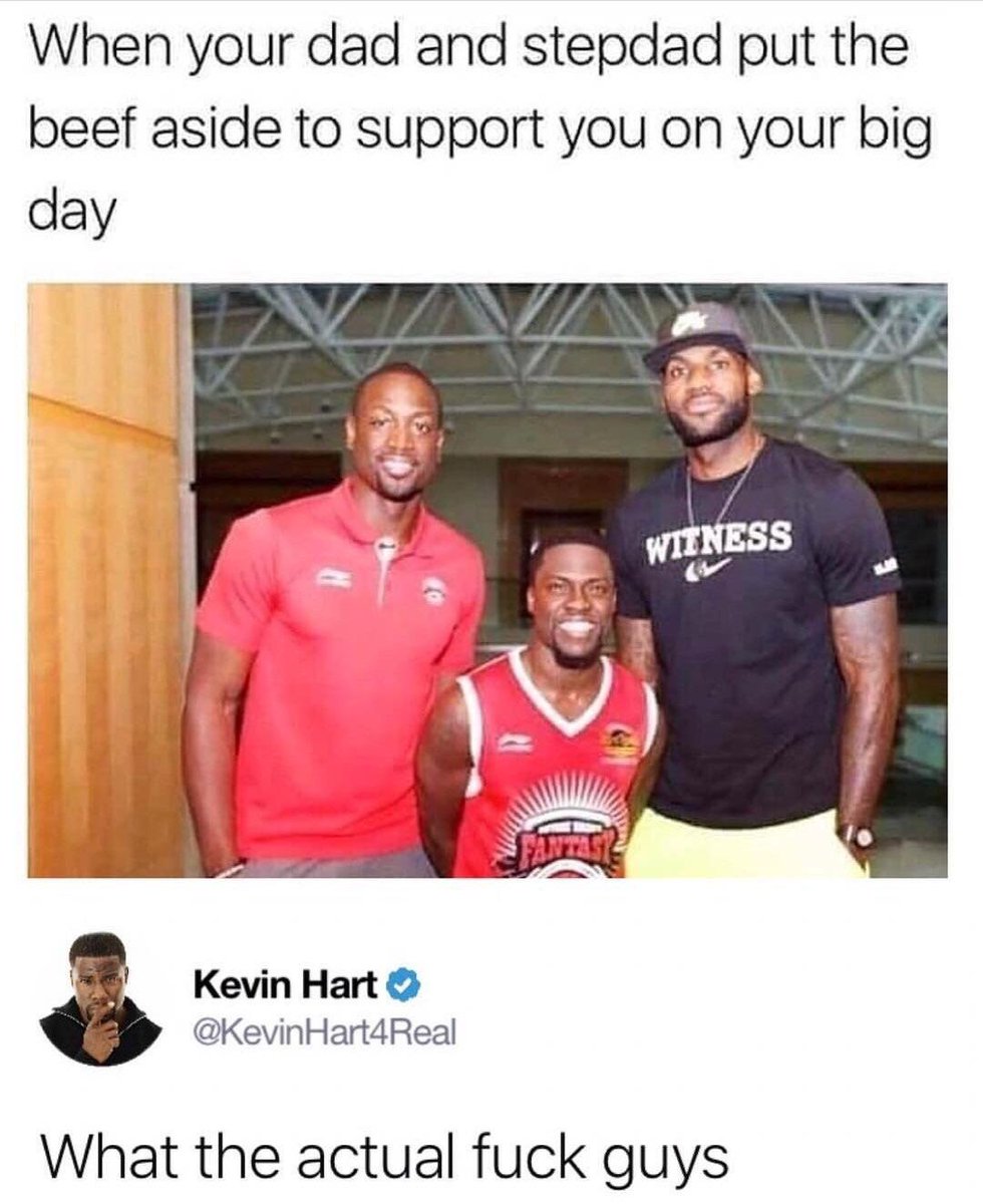 When your dad and stepdad put the beef aside to support you on your big day Kevin Hart KevinHart4Real What the actual fuck guys